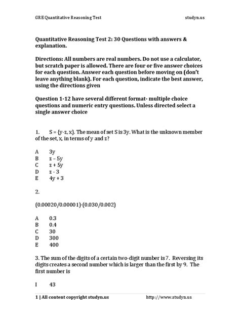 gre quantitative test pdf